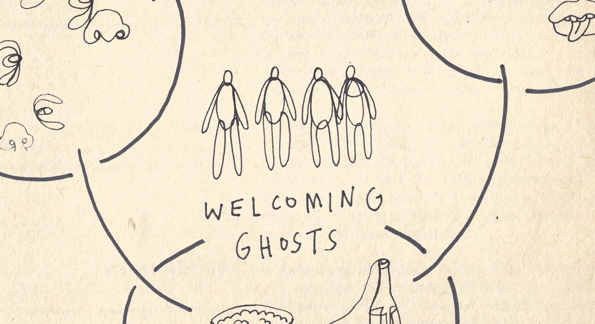 Welcoming Ghosts illustration by Joy Miessi.  (Welcoming Ghosts - Constellations 0)