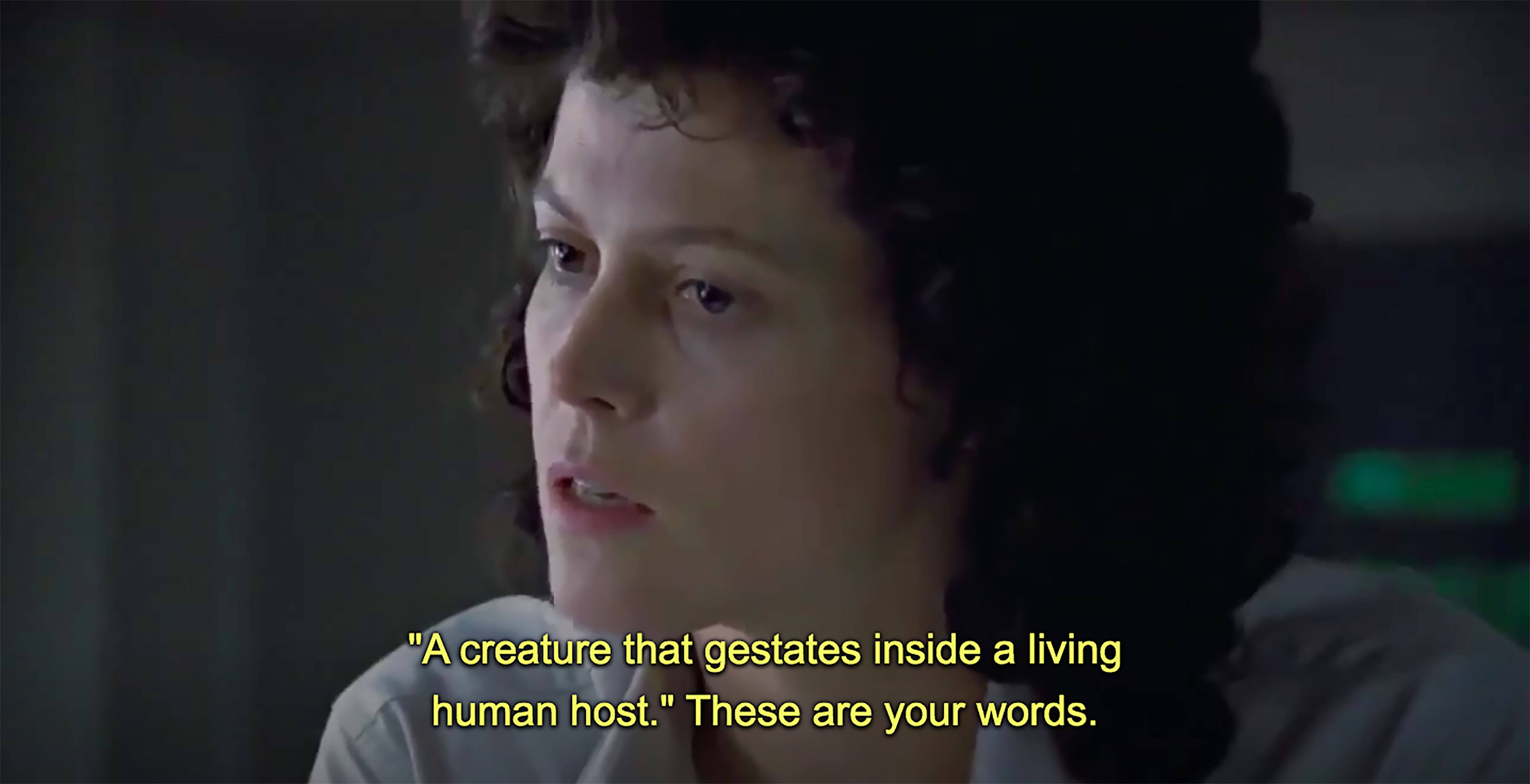 Image: still from Aliens, 1986, featuring Ripley; a trans-dyke anti-mother (DE-PRODUCTION – FIRST TRIMESTER MOURNING SICKNESS  1)