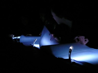 Ella Finer Material Voice in Pitch Black (2010) Photo: Jem Finer (READING FOR READING'S SAKE: UNFIXED 5)